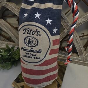 Tito’s Handmade Vodka Bottle Bag Patriotic Drawstring Gift Bag Canvas Tote